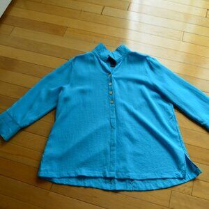 Ali Miles 3/4 Sleeve Shirt Blouse Size XL AQUA